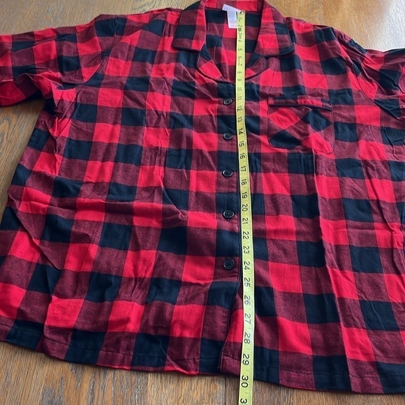 NWT Pajamas Set Wondershop Buffalo Red Black Plaid Size 1X Button Top Pants - Picture 5 of 10